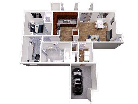 Floor plan for 1 bed, 1 bath, 893 sqft